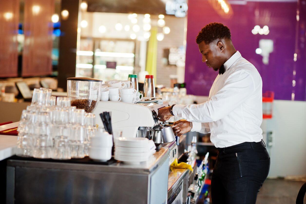 Our barista pulling a fresh espresso shot